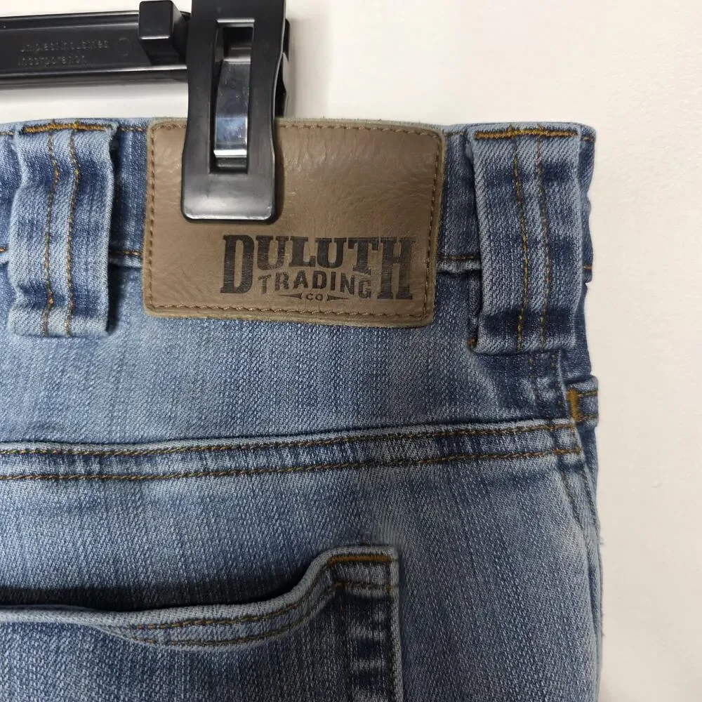 Duluth Trading Ballroom Double Flex Jeans Mens 38x32 Blue Slim Fit Straight